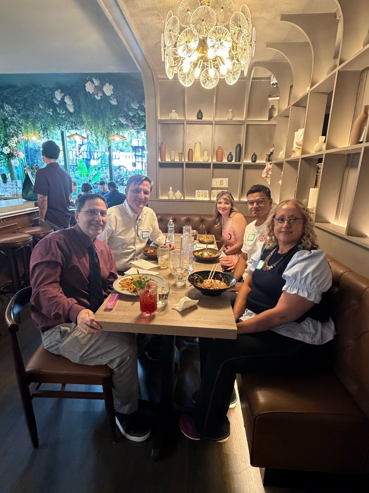 The IRD team with Greg Mendez of NYU at dinner on hackathon day