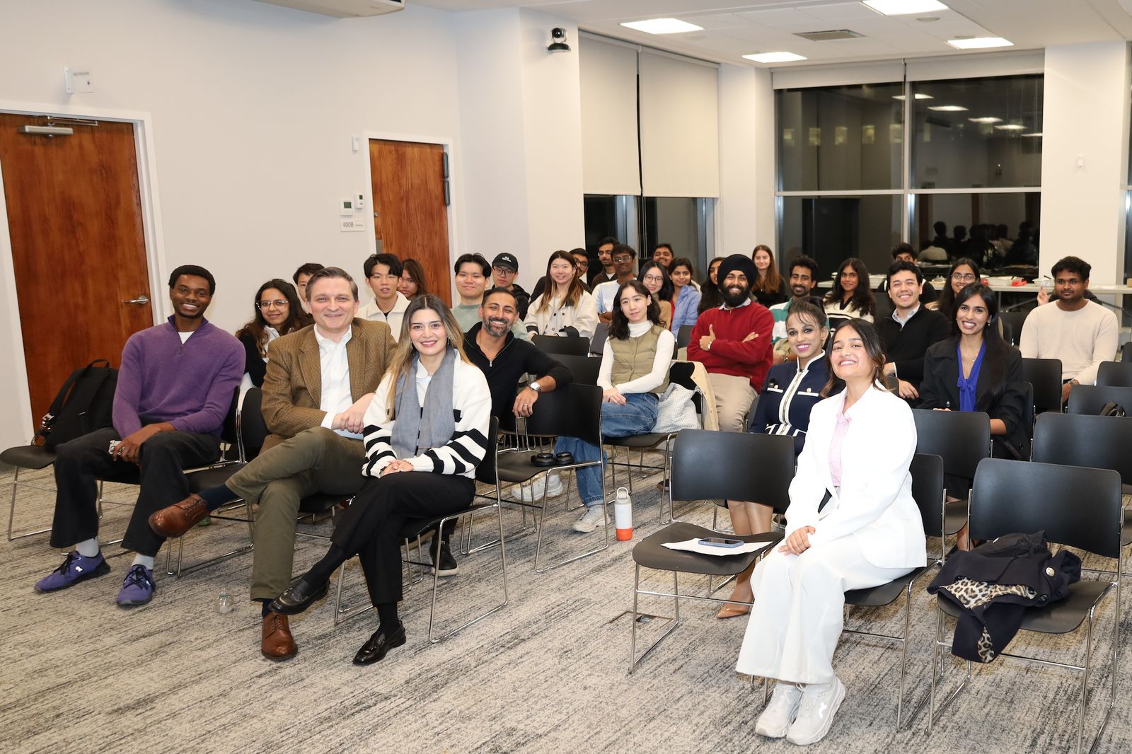 The panel and audience at the NY TechSHRM talk for NYU students